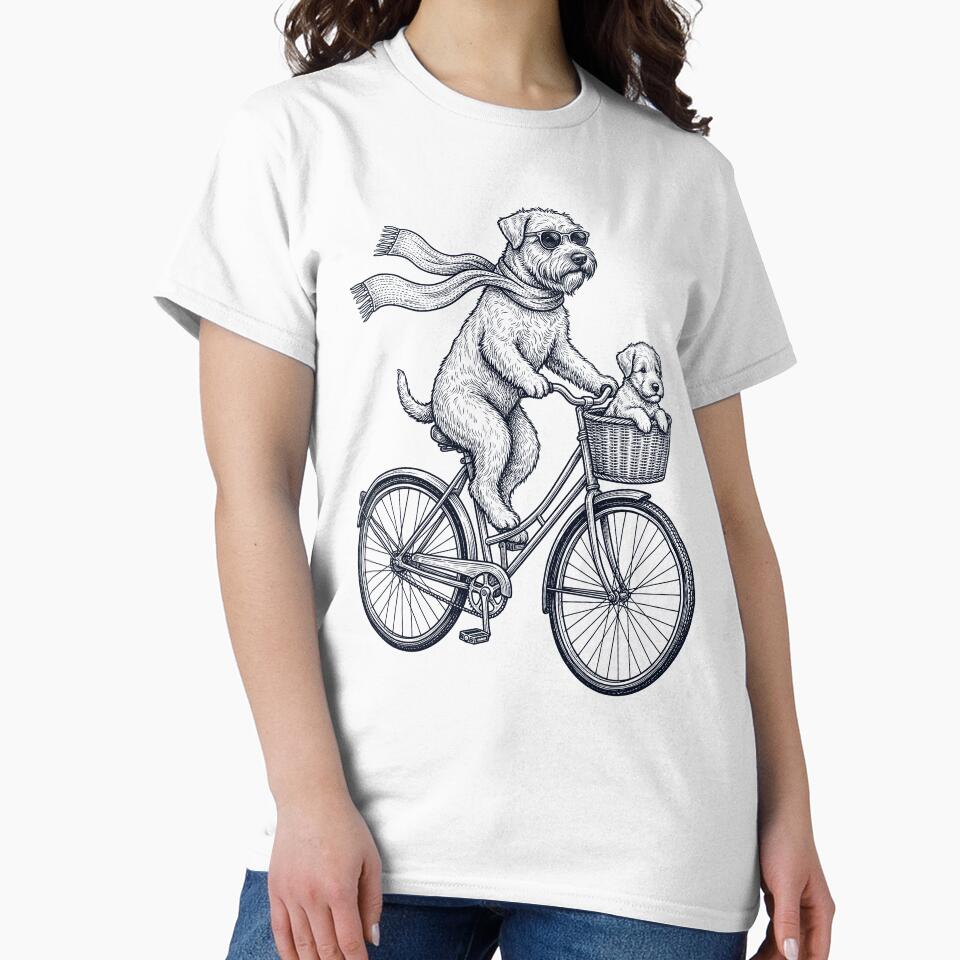 Vintage Soft Coated Wheaten Terrier Riding Bike Bicycle Cycling Dog Lover by DoodleTortle