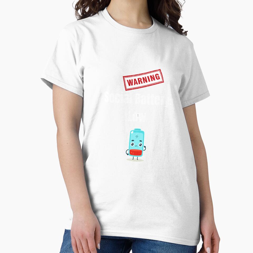 Social Battery Low Funny Introvert Humor Long Sleeve T-Shirt by gidget-gadget
