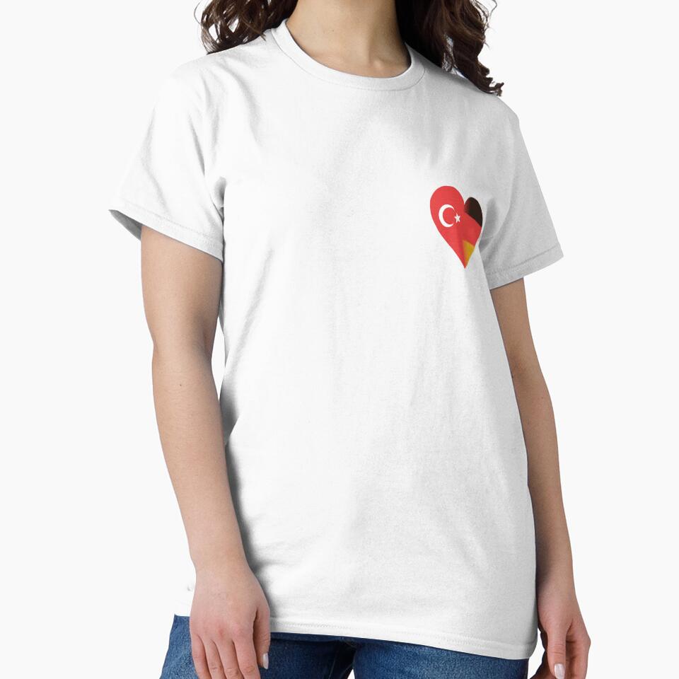 Türkiye and Germany national flags in the heart by Ecmoprints