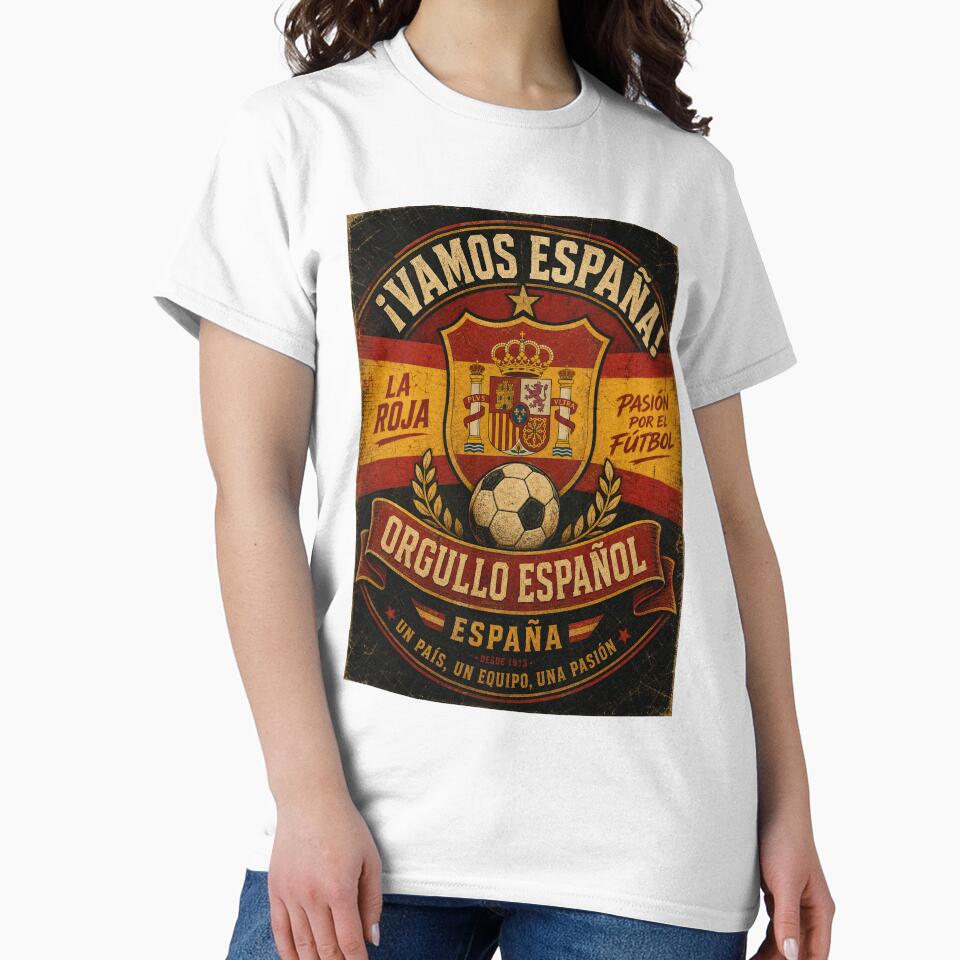 Spain National Football Team Vintage Emblem, La Roja Retro Soccer Fan Badge by Jandedan