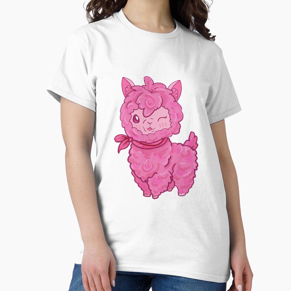 Strawberry Cotton Candy Alpaca by SquidInkPrintCo