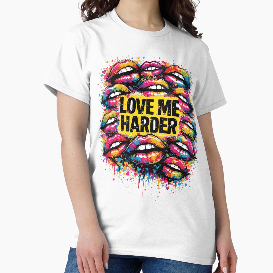 Love Me Harder Graffiti Lips Bold Romantic Design by Dejbar