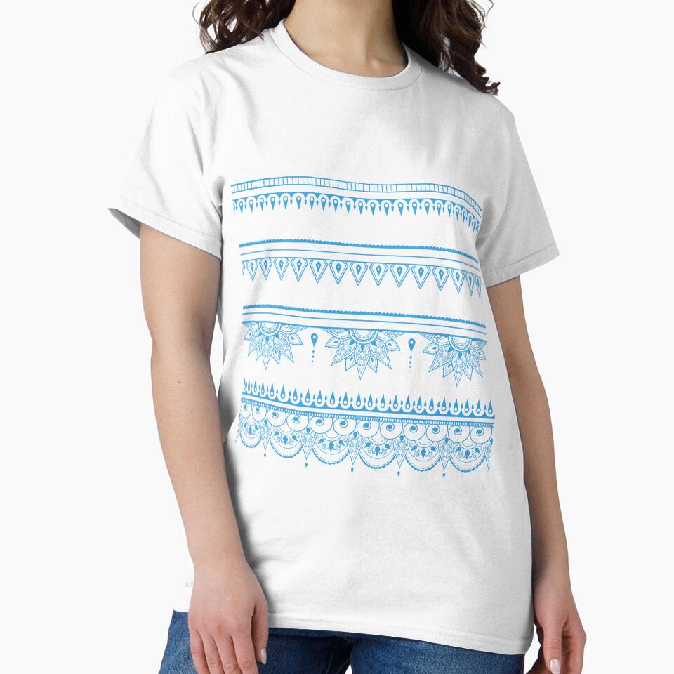 South asian patterns sky blue on black by Chaoticzarts
