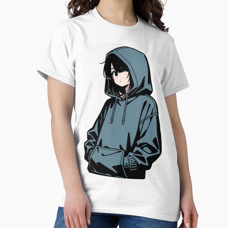 Fashion - Man in Blue Hoodie Hood Up Streetwear Anime Variant 2 by AnimeShin