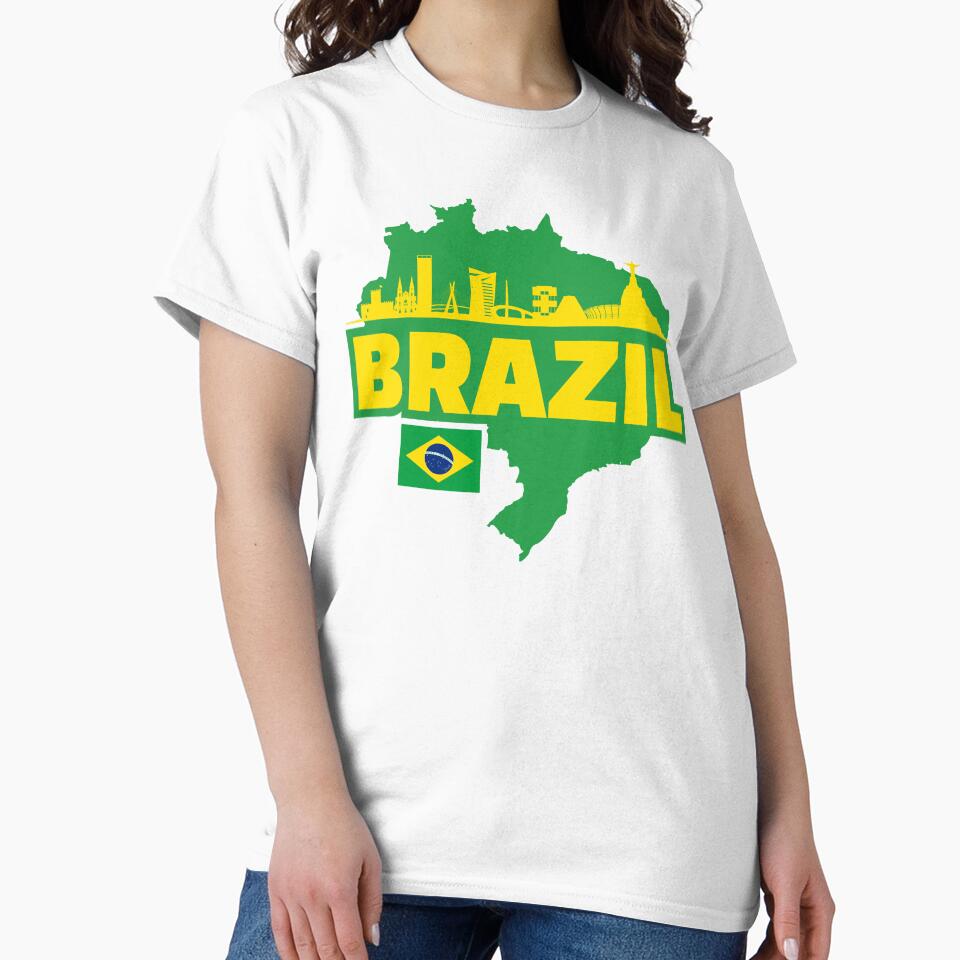 Brazil Map, Flag, and Skyline by UNK-Fatigues