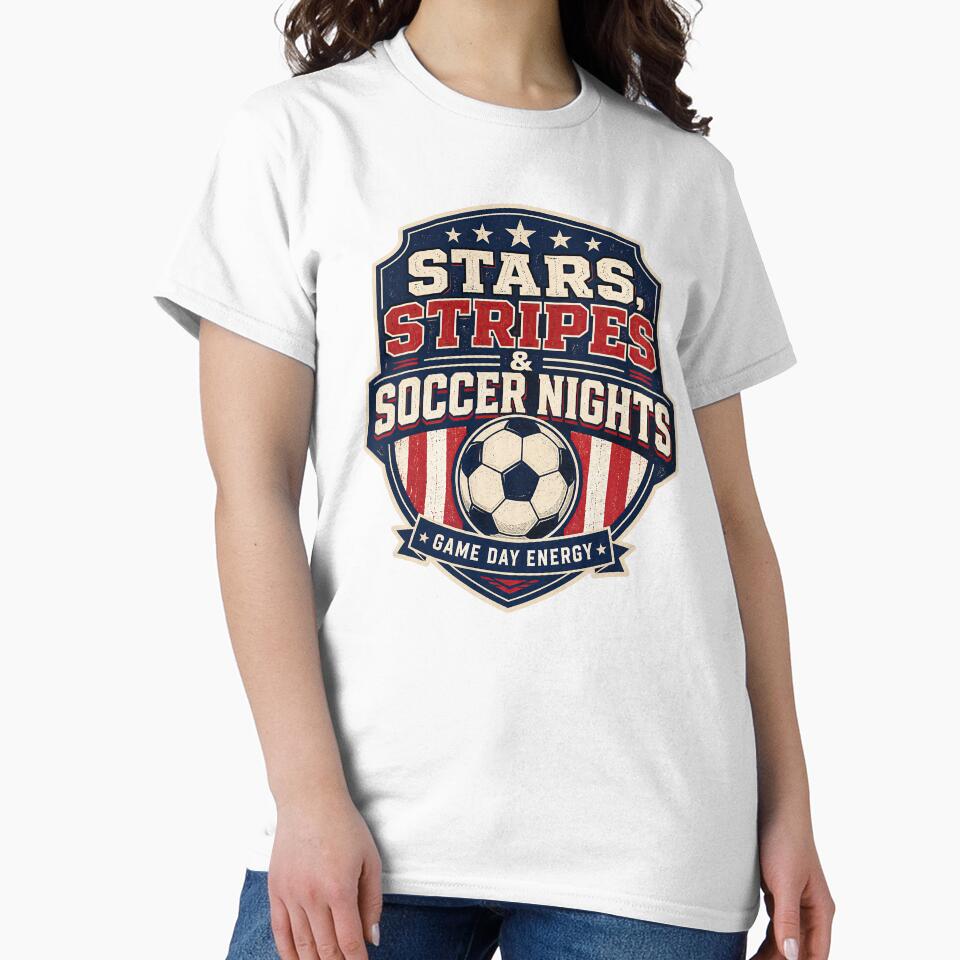 Stars Stripes Soccer Nights USA Fan Design by Arabic Ink Studio