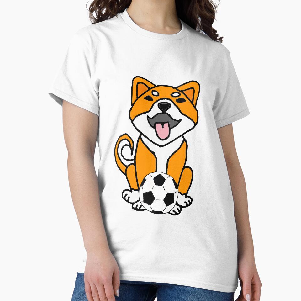 Cool Cute Shiba Inu Puppy Dog Playing Soccer Cartoon by Nature's Fancy