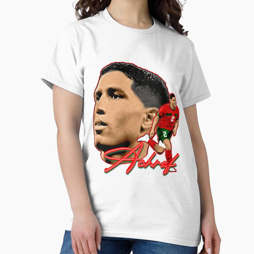 Achraf Hakimi Retro Style Tee Bootleg big face vintage Moroccan Football Legend by graphixpolash