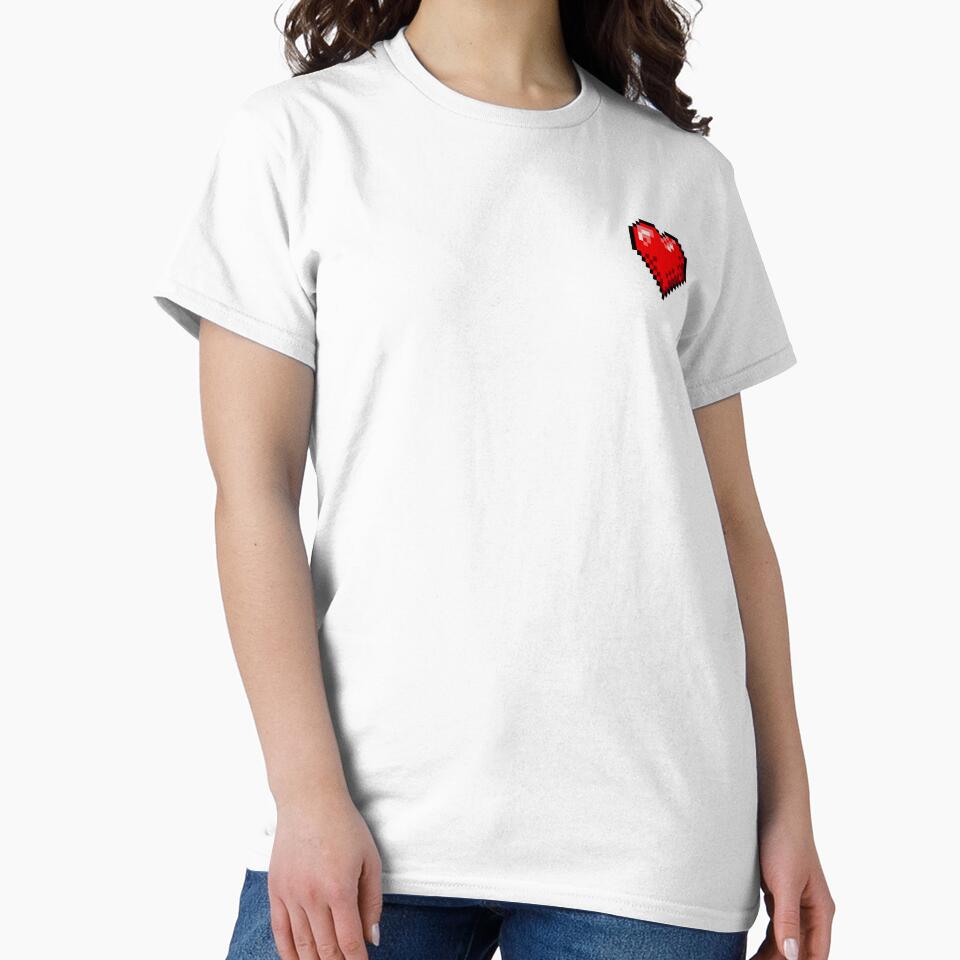 Retro Pixel Art Small Red Pocket Heart by OneToTee