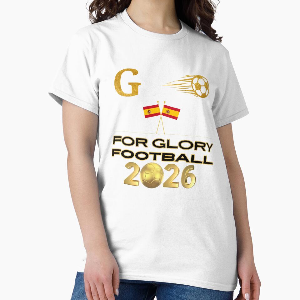 For Glory Football 2026 Spain Gold Soccer Fan Design Spanish Flag Football Supporter Shirt by Art IN Pack
