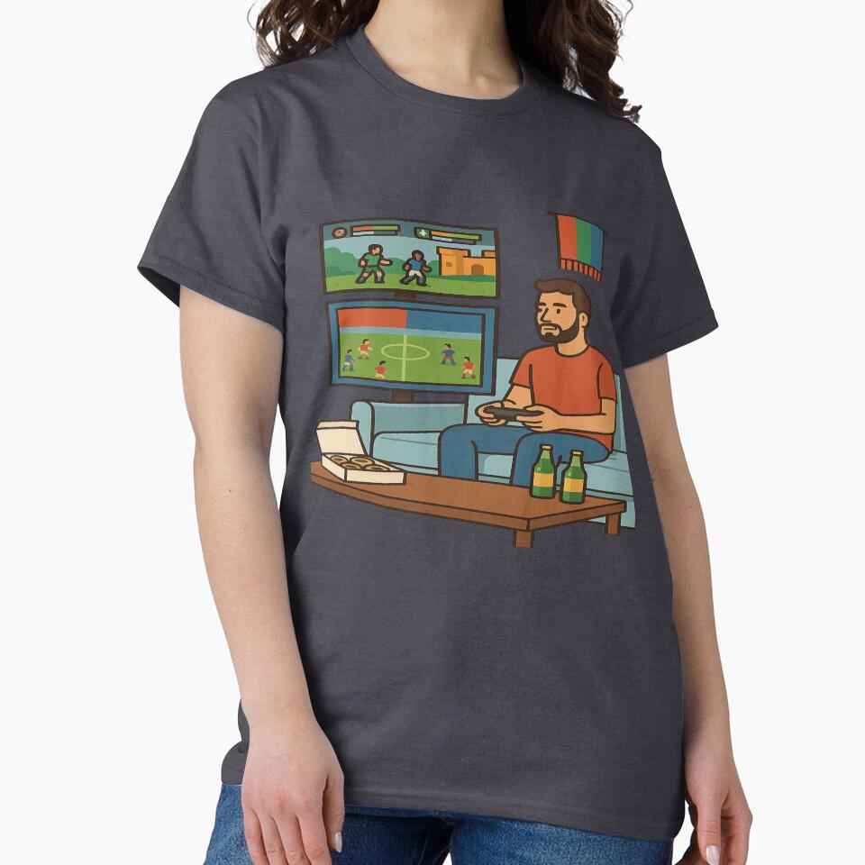 Portuguese Gamer Couch Night — Football & Co-Op Duo Art by POD DYNASTY | Original Print On Demand T-Shirt Graphics