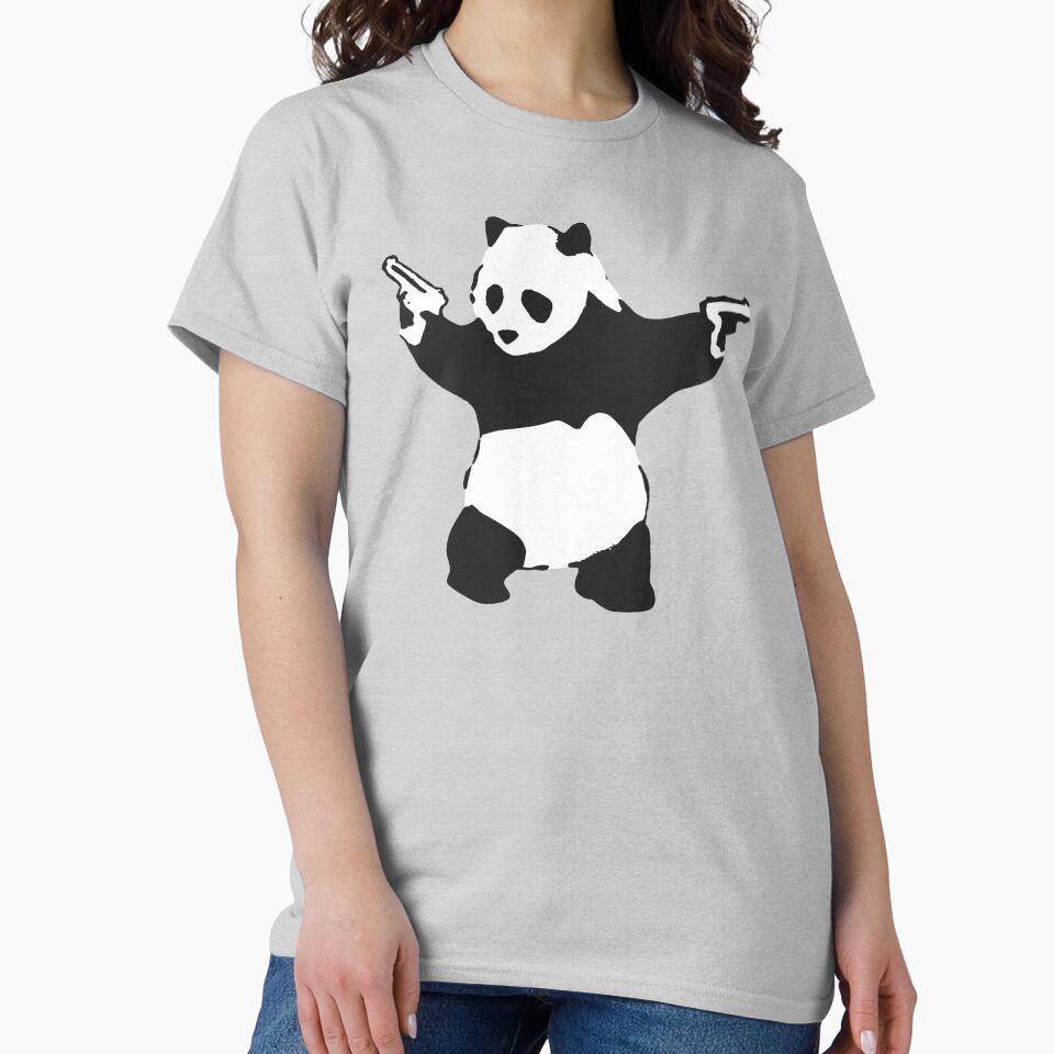Panda holding guns 2014 - Banksy Graffiti by portokalis