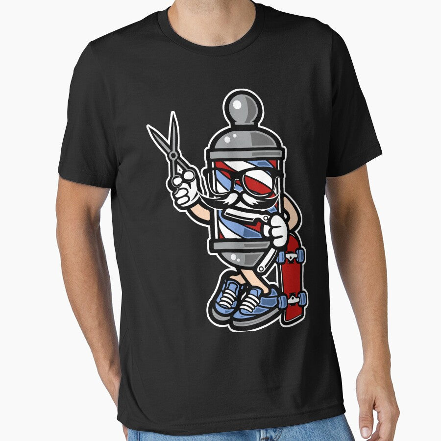 Barber Skating Cartoon by Cheap Women's Shirts