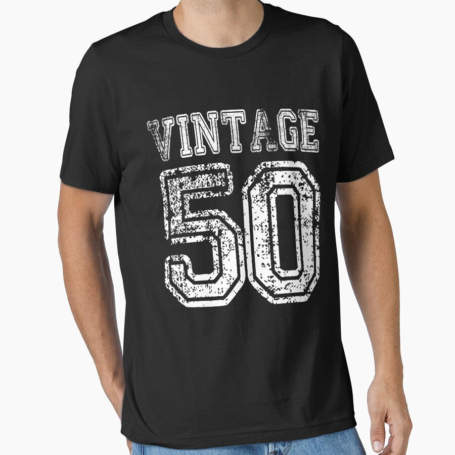 Vintage 50 2050 1950 T-shirt Birthday Gift Age Year Old Boy Girl Cute Funny Man Woman Jersey Style by arcadetoystore