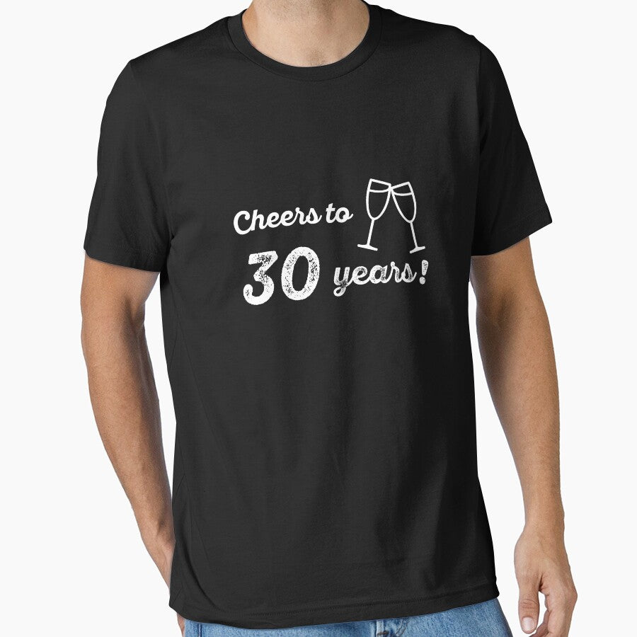 Cheers to 30 Years Shirt Funny 30th Birthday T-Shirt Great Gift for Friend or Family Unisex Short-Sleeve Jersey Tee by Panda Branda