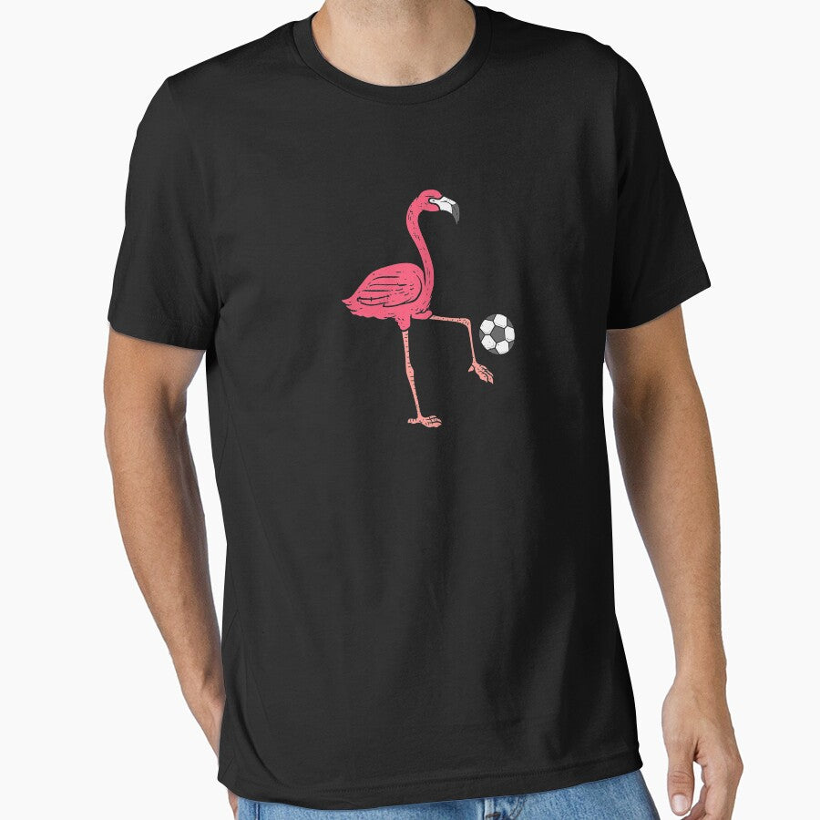 Flamingo Playing Soccer Football Player Men, Women, Kids T-Shirt by ColleenWilson94