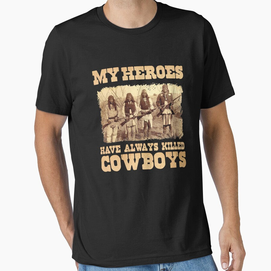 My Heroes Have Always Killed Cowboys Retro Style Graphic Novelty Simple Short Sleeve T-Shirt Gift for Men Women Top Men's Cotton T-Shirt Unisex T-Shirt by CharlesFurlow