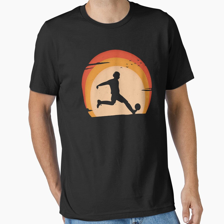 Vintage Soccer Player Sunset by SHIRTOVERLORD