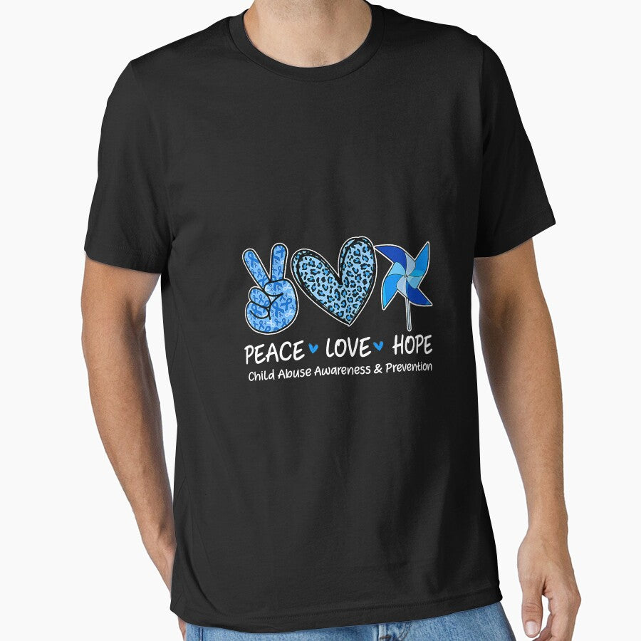 Peace Hope Love Tshirt Child Abuse Awareness Pinwheel Premium by AnitaJGreenspan
