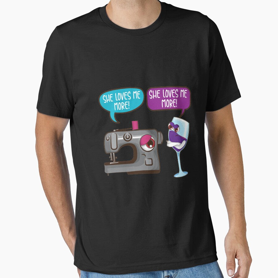 Cool She Loves Me Sewing And Wine Funny Machine Sewer Gift Long Sleeve TShirt38 by tawanama