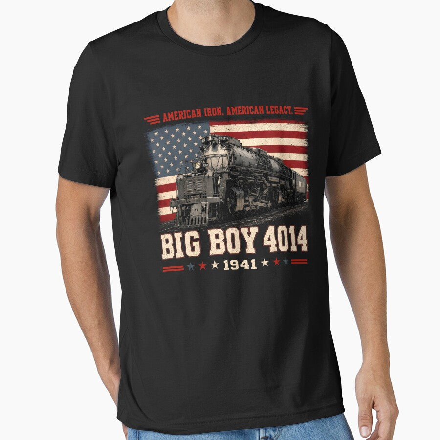 Big Boy 4014 1941 Steam Locomotive Railroad Train American Iron American Legacy USA Flag by najaks