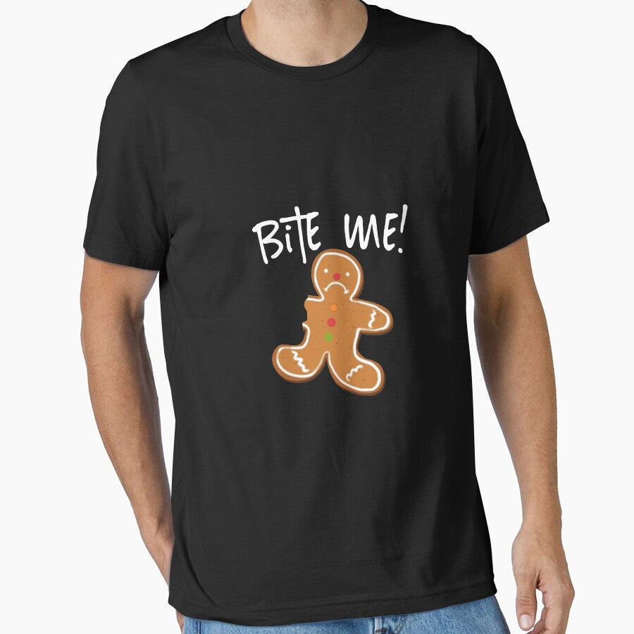 Bite Me! Gingerbread Man Cookie Funny Holiday Baking Long Sleeve T-Shirt by beckergree