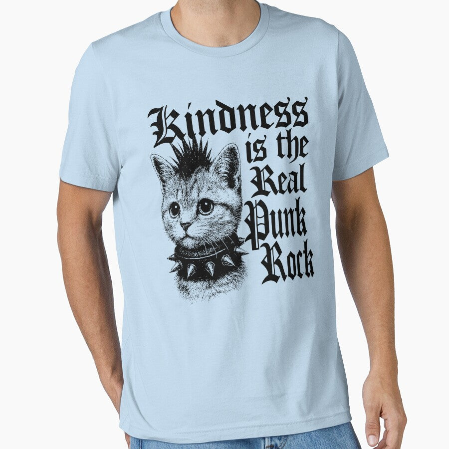 Kindness is the real punk rock, kindness is punk shirt, vintage funny cat meme shirt, feral kitty by samidsou