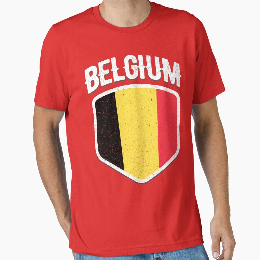 Belgium National Flag World Sport Stadium Fans T Shirt Supporter Jersey Football Cup TShirt by screenworks