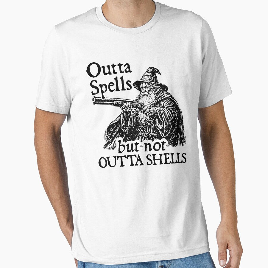 Vintage Outta spells but not outta shells-Funny wizard meme by RandyHaskins