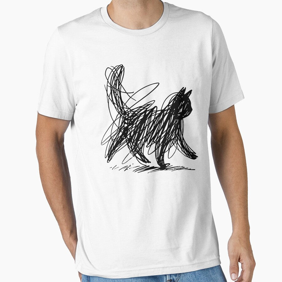 Scribble Cat Abstract Sketch Minimalist Cat Art Lover by pansak
