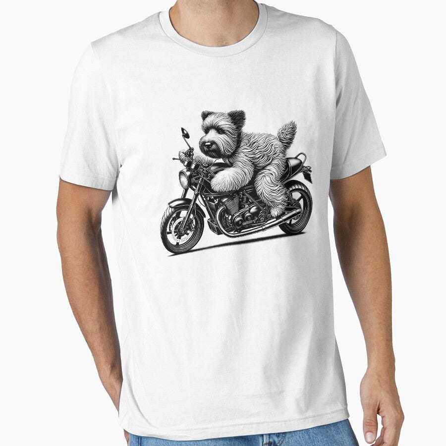 Cool Soft Coated Wheaten Terrier Riding a Motorcycle Biker Dog Lover by Kimberley King Art  King Art