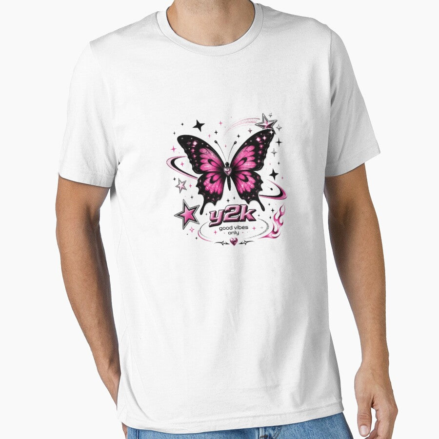 Y2K Butterfly Aesthetic Sticker Pink Star Retro 2000s Cute Trendy Laptop Decal by EverMuse_0_0