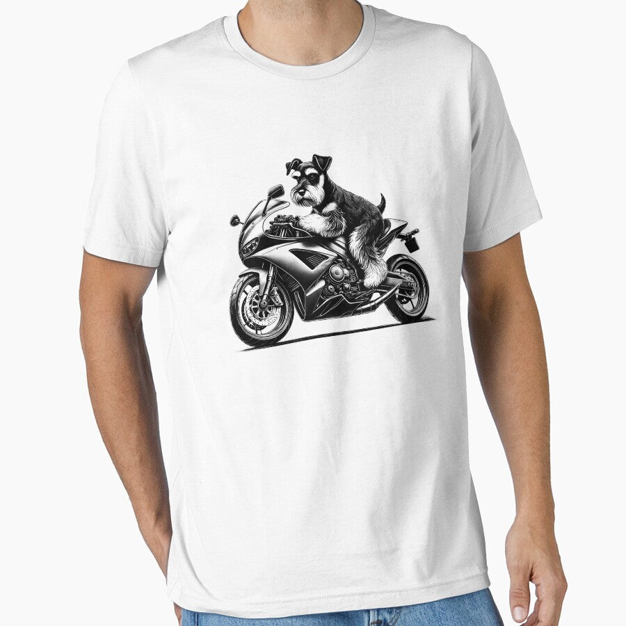 Cool Miniature Schnauzer Riding a Motorcycle Biker Dog Lover by Kimberley King Art  King Art