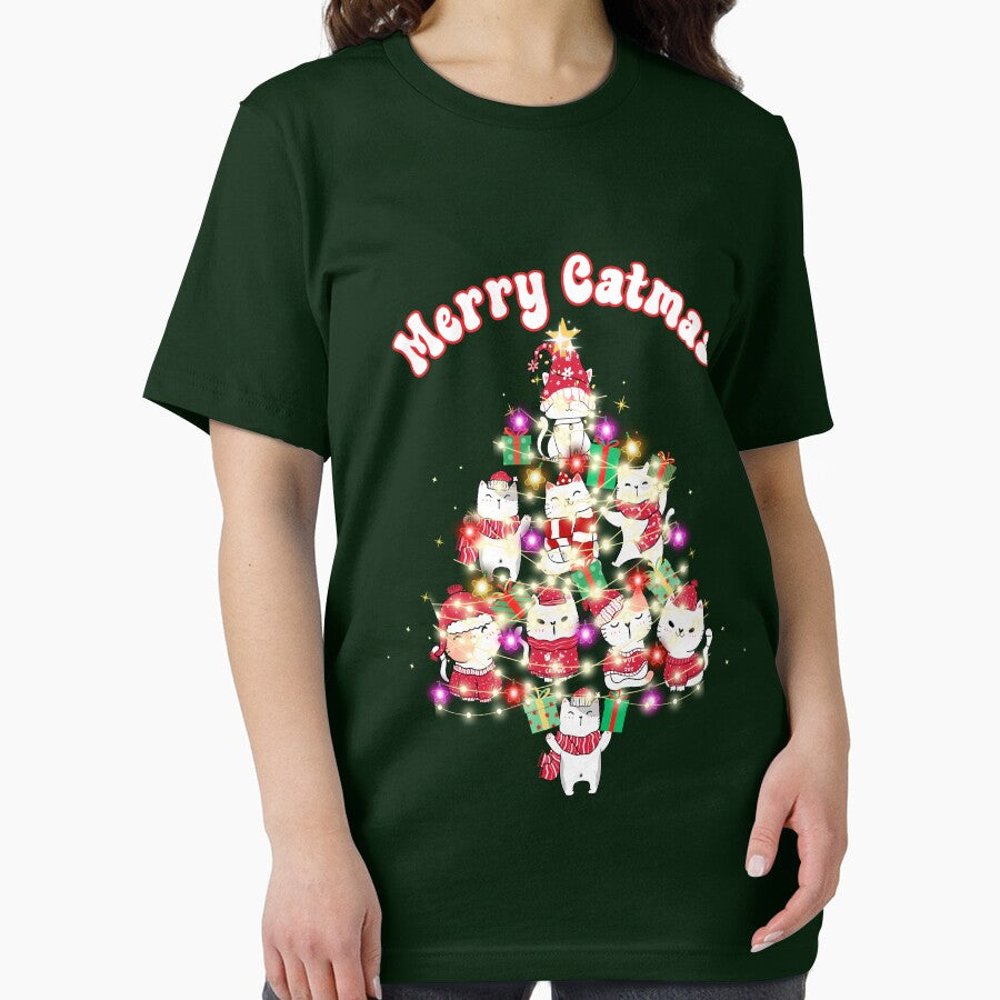 Cat Christmas Tree Merry Catmas Xmas Girls Boys Funny Santa by doodlelike
