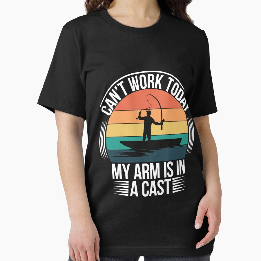 Mens Can't Work Today My Arm is in A Cast Funny Fishing T-shirt by KGN  CREATIVITY
