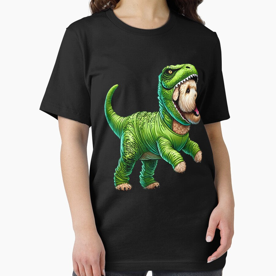 Funny Soft Coated Wheaten Terrier Wearing Dinosaur Outfit Dog Lover by Kimberley King Art  King Art