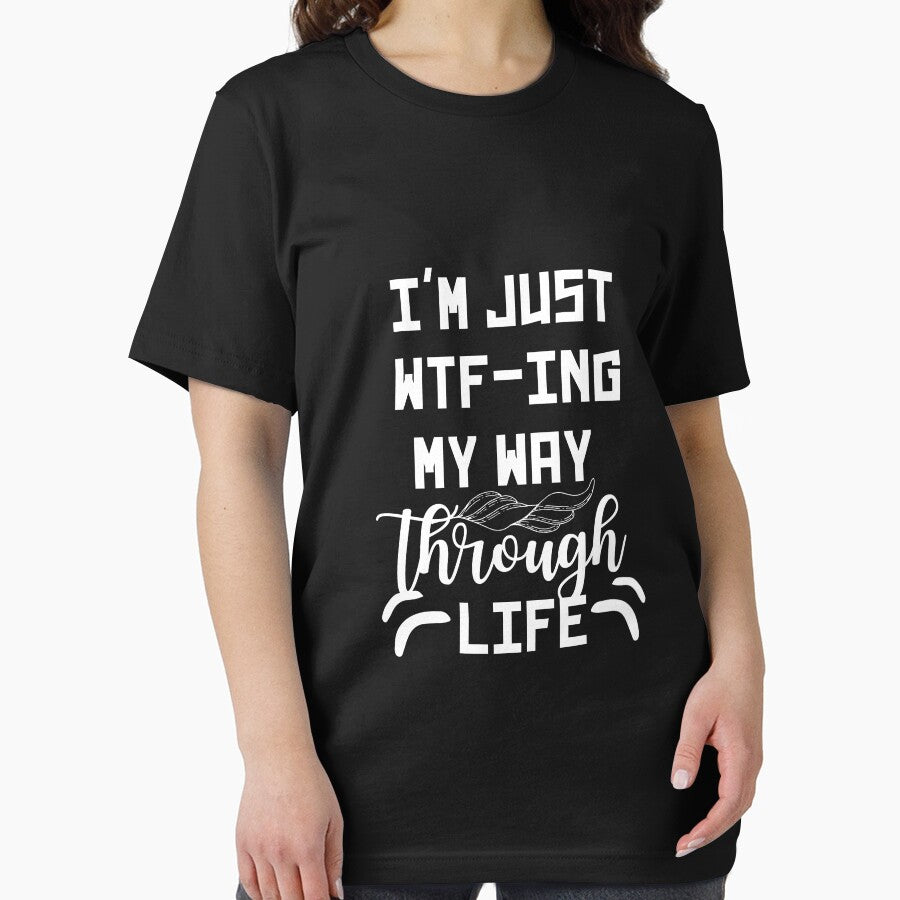 I'm Just WTF-ing My Way Through Life Shirt Women Letter Print Novelty Sarcastic T-Shirt Short Sleeve Tee Tops by world-of-things