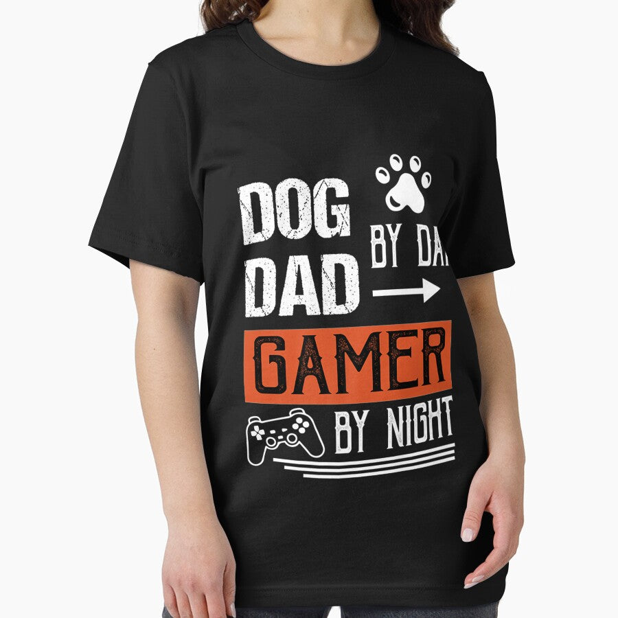 Mens Dog Dad By Day Gamer By Night  Fathers Day Gamer Dad Premium by miriamee