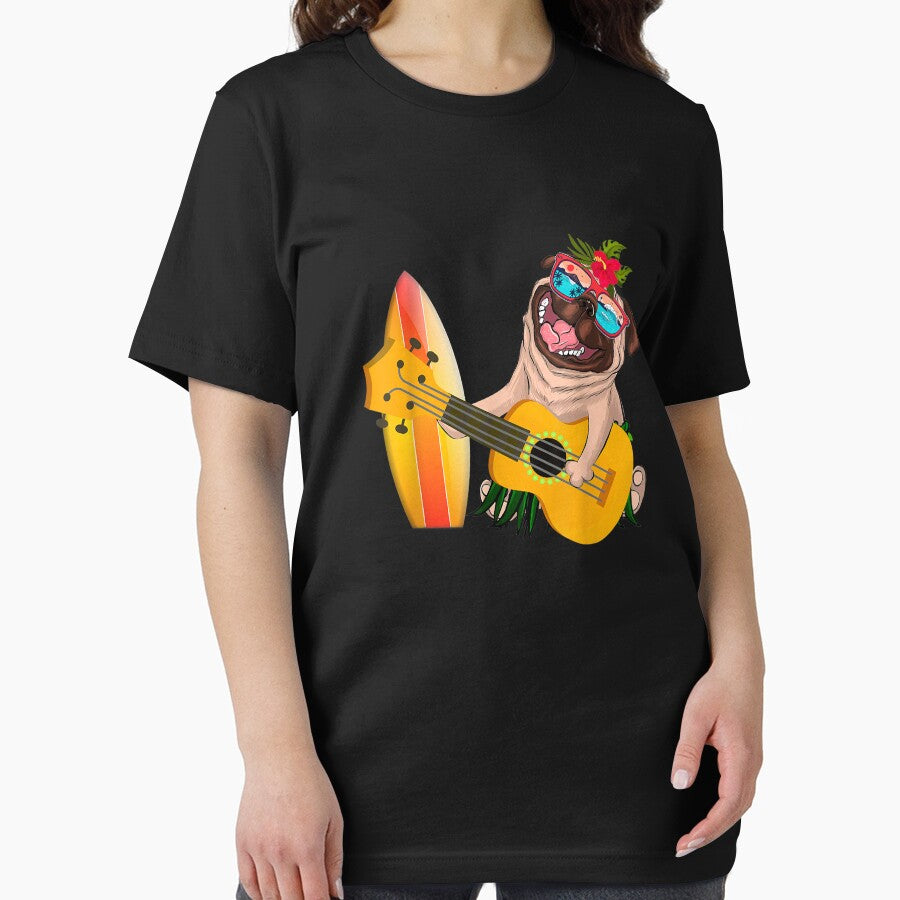 Cute Hawaiian Pug Playing Pineapple Ukulele Summer Vacation by KylaHyatts