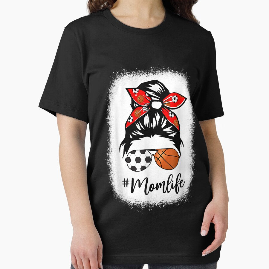 Bleached Mom Life Soccer Skull Messy Bun Basketball Mother's by Mitzi12312