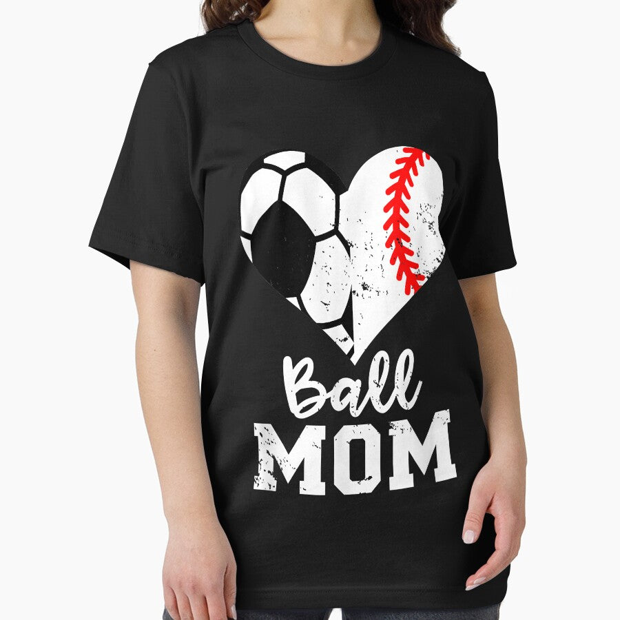 Ball Mom Heart Funny Baseball Soccer Mom by Mitzi12312