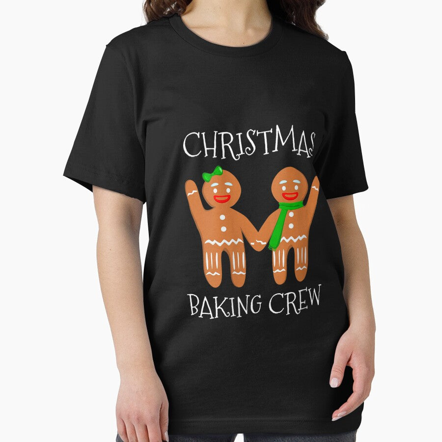 Womens Christmas Baking Crew - Funny Vintage Xmas Gingerbread Man V-Neck T-Shirt by BehmeJenell