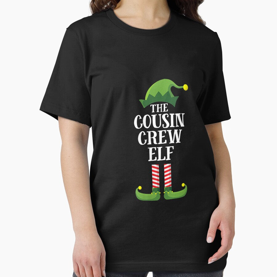 Womens Cousin Crew Elf Matching Family Group Christmas Party Pajama V-Neck T-Shirt by BehmeJenell