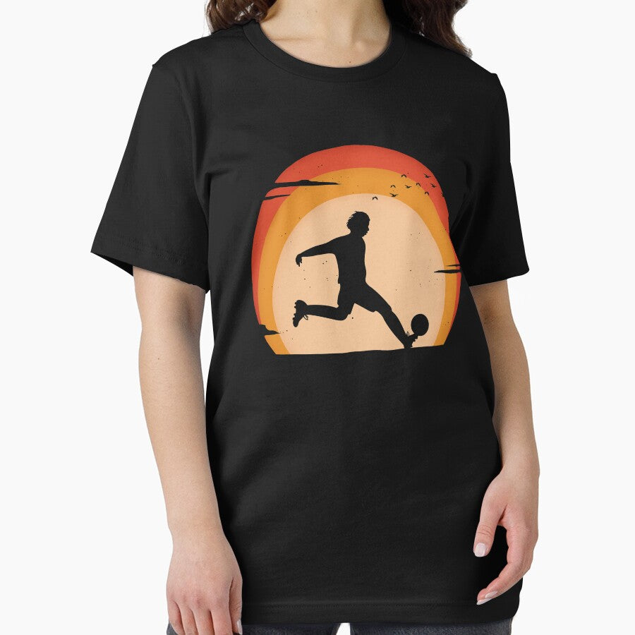 Vintage Soccer Player Sunset by SHIRTOVERLORD
