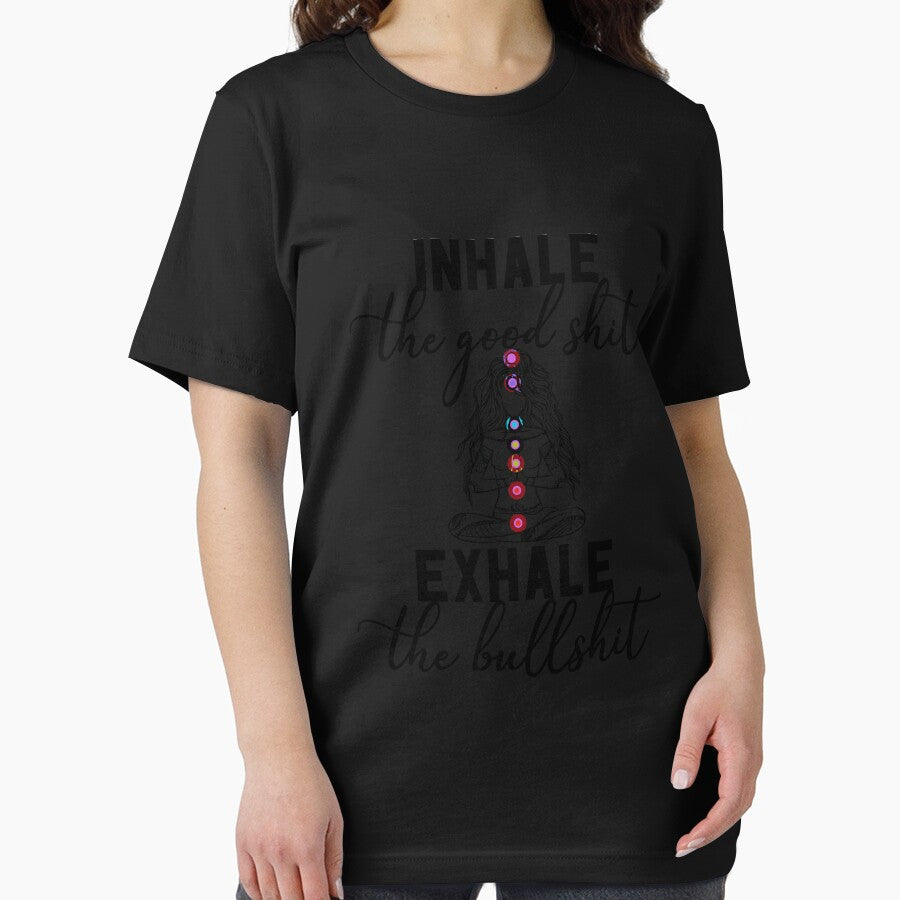 Inhale the Good Exhale The Bullshit Chakra Meditation Yoga Long Sleeve T-Shirt by ccombercor