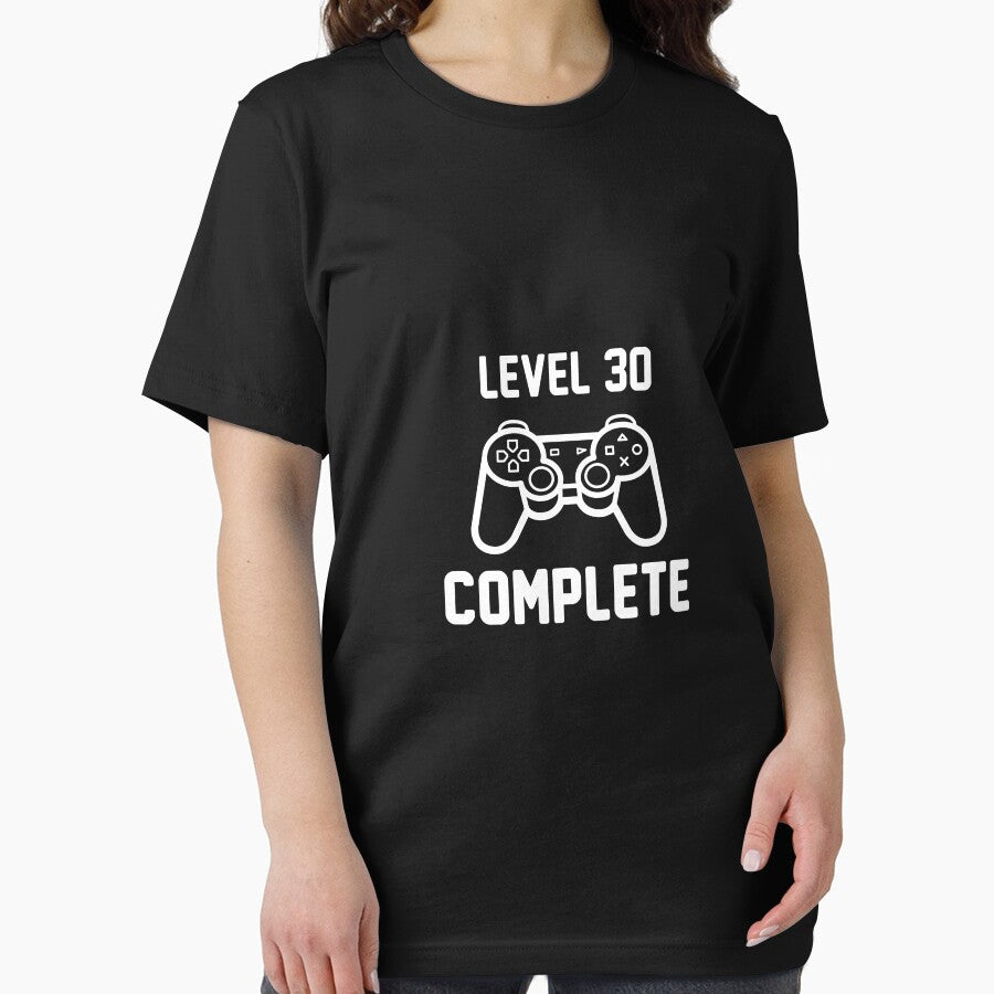 Level 30 Complete Shirt Funny 30th Birthday Gamer T-Shirt Great Gift for Friend or Colleague Unisex Short-Sleeve Jersey Tee by Panda Branda