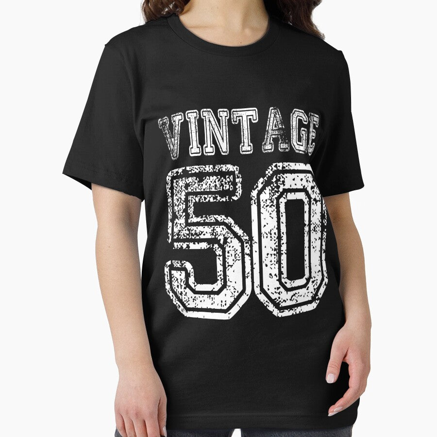 Vintage 50 2050 1950 T-shirt Birthday Gift Age Year Old Boy Girl Cute Funny Man Woman Jersey Style by arcadetoystore
