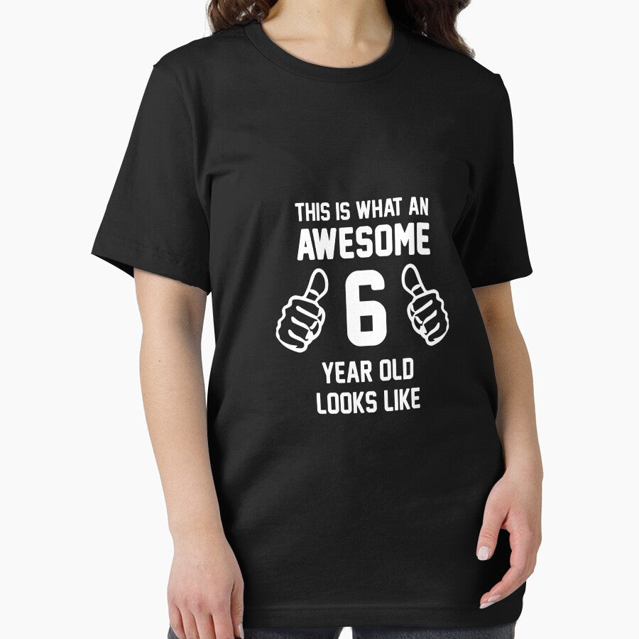Awesome 6 Year Old Shirt Funny 6th Birthday T-Shirt Great Gift for A Kid, Child Short-Sleeve Jersey Tee by Panda Branda
