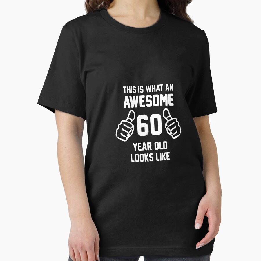 Awesome 60 Year Old Shirt 60th Birthday T-Shirt Great Gift for Mom or Dad Short-Sleeve Jersey Tee by Panda Branda