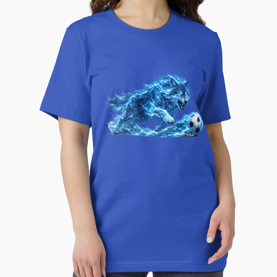 Electric Blue Lightning Wolf Soccer Ball – Fierce Fantasy Football Art | Soccer Fan Gift by irfanshikh